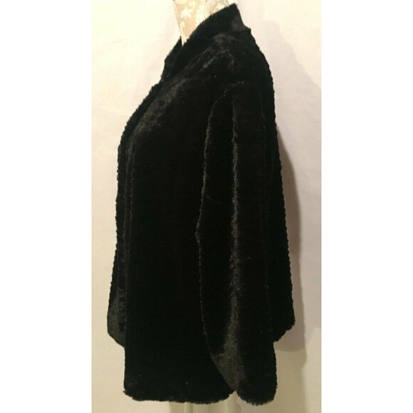 Alfred Dunner Swing Jacket Coat Black Faux Fur Dressy Christmas Holiday Party 18 - Picture 3 of 6